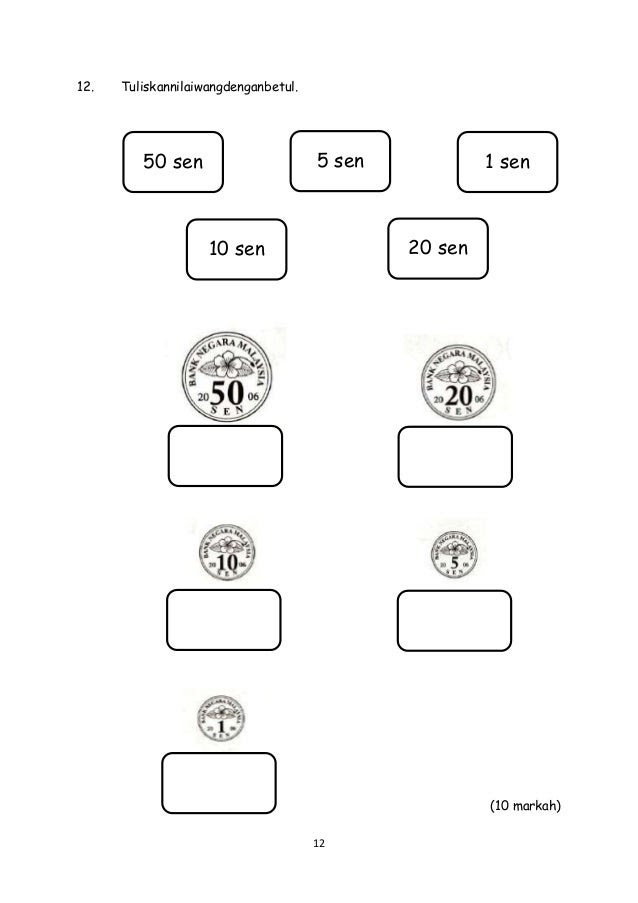 Contoh Soalan Ujian Diagnostik Matematik Tahun 1 - Kronis d