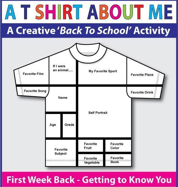 Download Education: This 'All About Me T shirt' art and writing activity is an easy back to school art ...