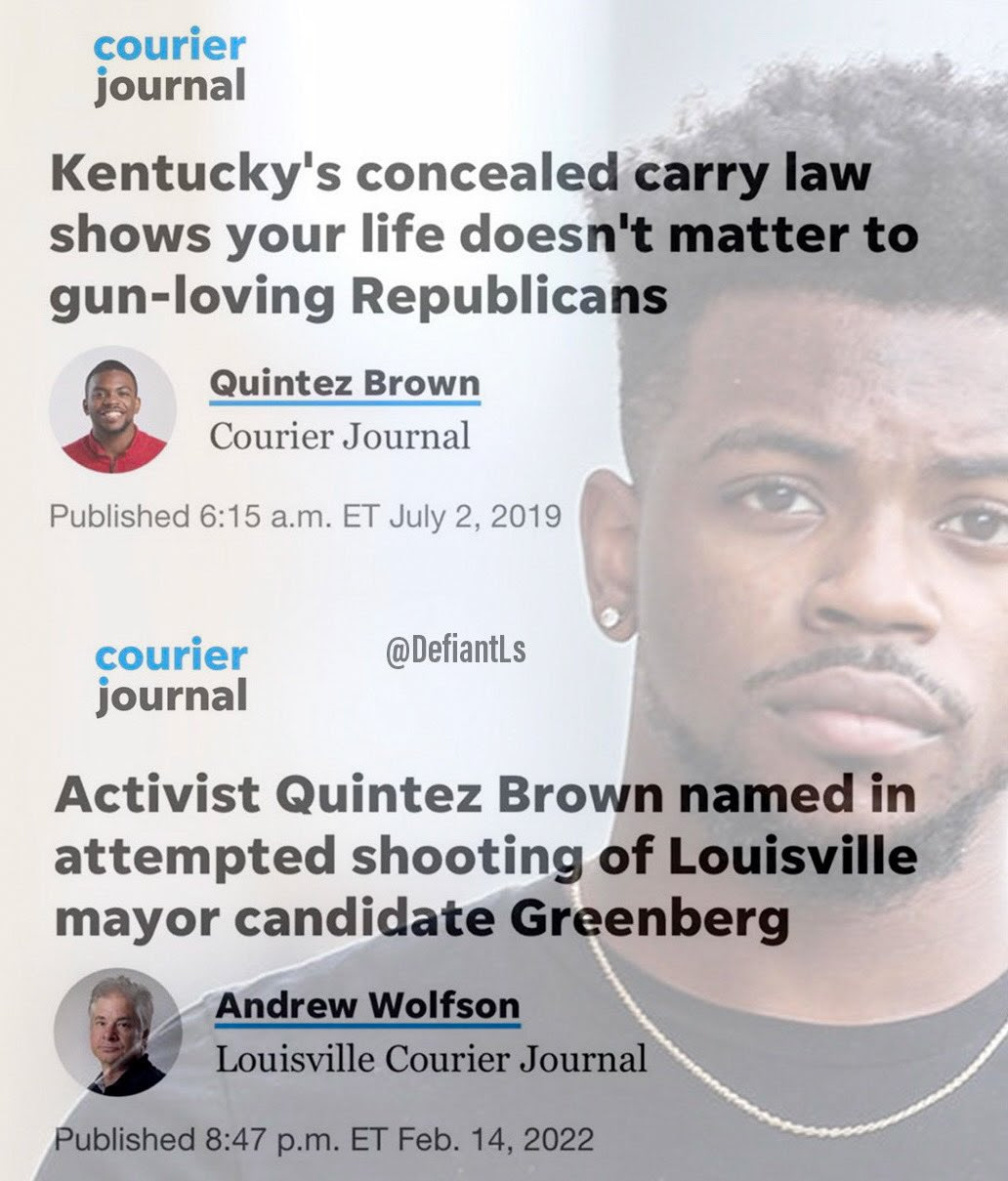 Hypocrite Quintez Brown carps on gun-loving Republicans then gets caught trying to kill someone using a gun.