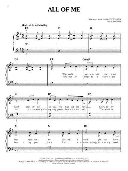 Piano Sheet Music Easy Pop Songs