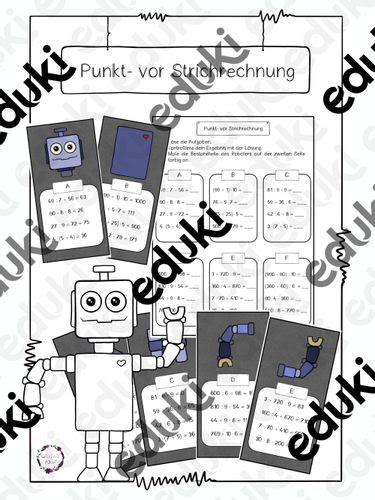 Punkt vor strichrechnung grundrechenarten mathematik lehrerschmidt. Punkt Vor Strichrechnung Roboter Unterrichtsmaterial Im Fach Mathematik