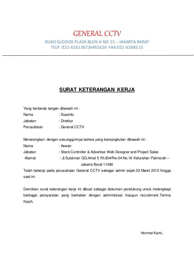Contoh Surat Agreement Kerja - Surat 25