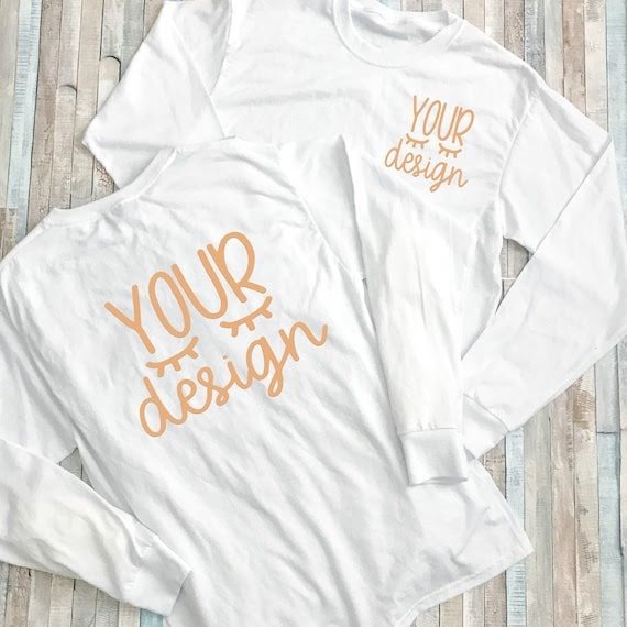 Download Mock Up White Long Sleeve T-Shirt Two Shirts Front | Free ...
