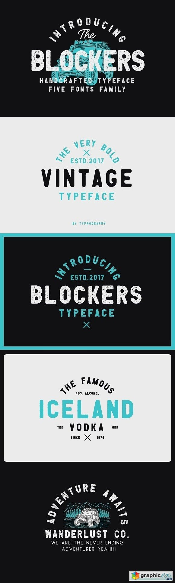 Download Free Graphicex: Blockers 5 Font Family