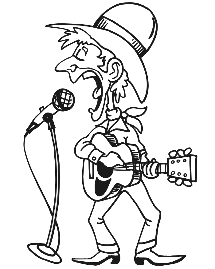 Country music is filled with new talent, but the songs by these country legends will never disappear. Country Singer Coloring Page