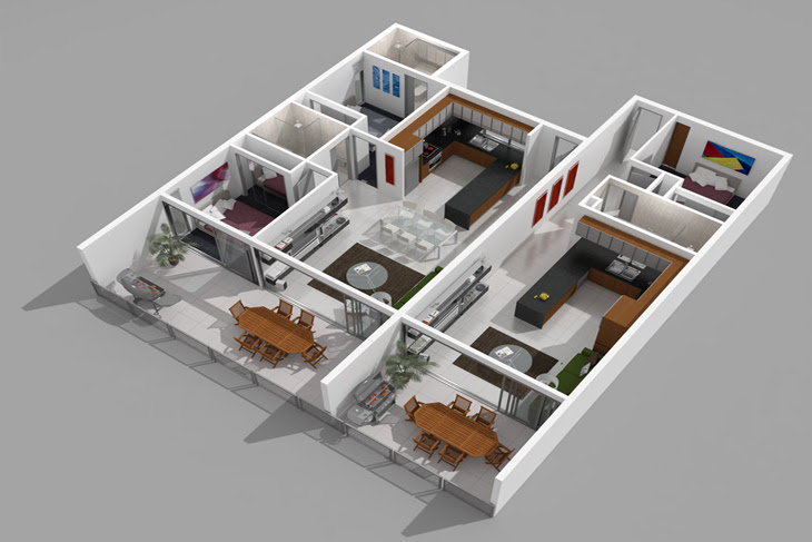 The small design is one of the most straightforward and simple 3 bedroom house plans in kenya that anyone with a low budget can afford. 3d Floor Plans 3d House Plan Customized 3d Home Design 3d House Design 3d House Map