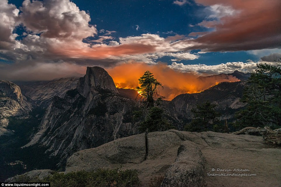 Beautiful destruction: Darvin Atkeson's pictures show the 4,500-acre blaze making its way through one of the most beautiful national parks in America 