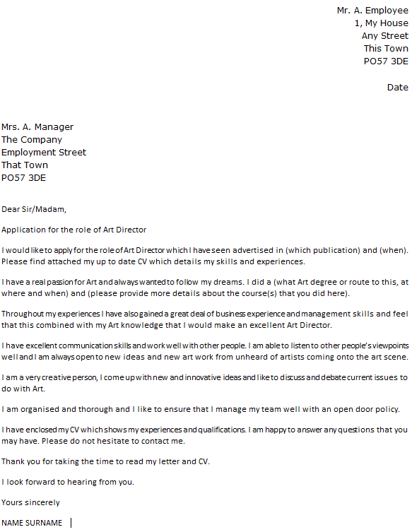 Maybe you would like to learn more about one of these? Art Director Cover Letter Example Icover Org Uk