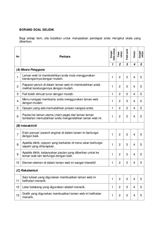 Contoh Borang Soal Selidik Tentang Harga - Obtenez Livre