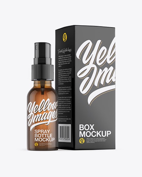 Download Glossy Spray Bottle withGlossy Paper Box Mockup - Amber Spray Bottle withGlossy Paper Box Mockup ...