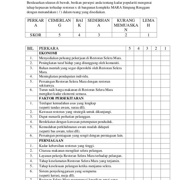 Contoh Soalan Kaji Selidik Makanan - Gambar Om