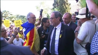 El president de la Generalitat, Quim Torra, aquest divendres a la concentració de l'ANC i Òmnium a Tarragona