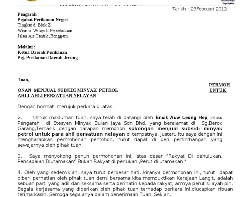 Surat Rasmi Memohon Maaf Kepada Majikan  Dioedpe
