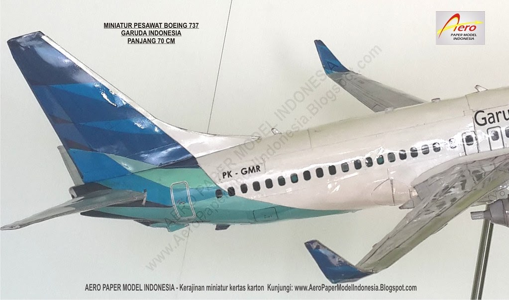 paper replika Miniatur pesawat BOEING 737 GARUDA 