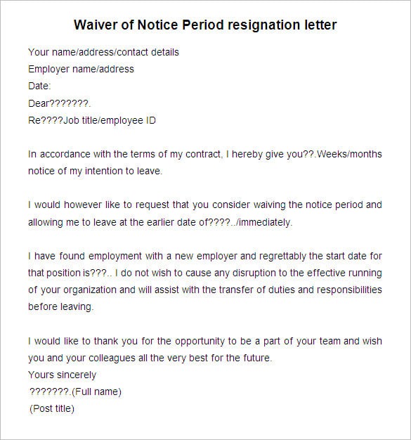 25 Beautiful Notice Period Resignation Letter