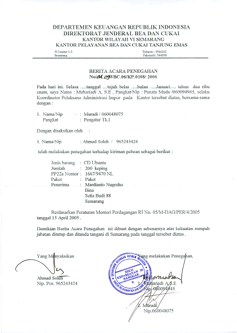 Contoh Berita Acara Investigasi - Contoh U