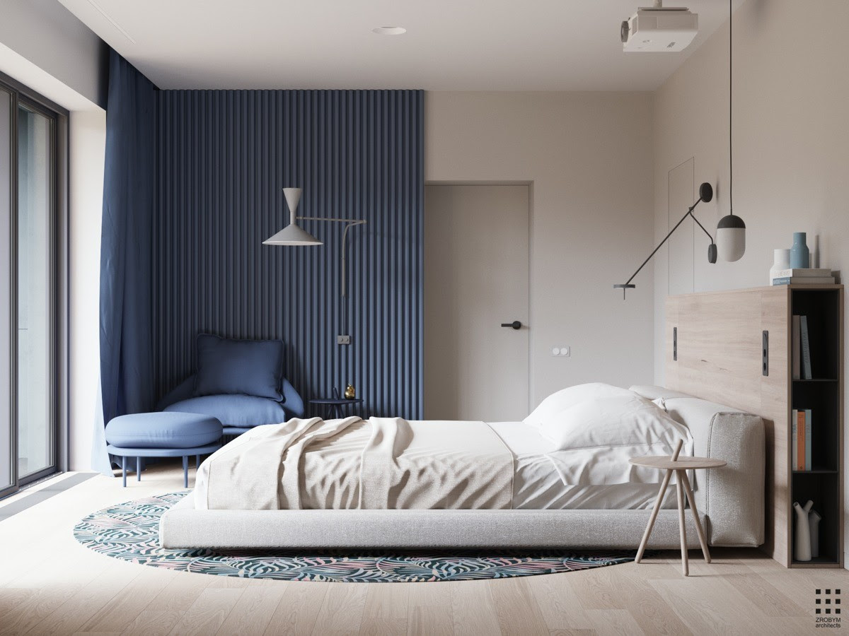 Add tans or whites into a blue and gray palette. 30 Buoyant Blue Bedrooms That Add Tranquility And Calm To Your Sleeping Space