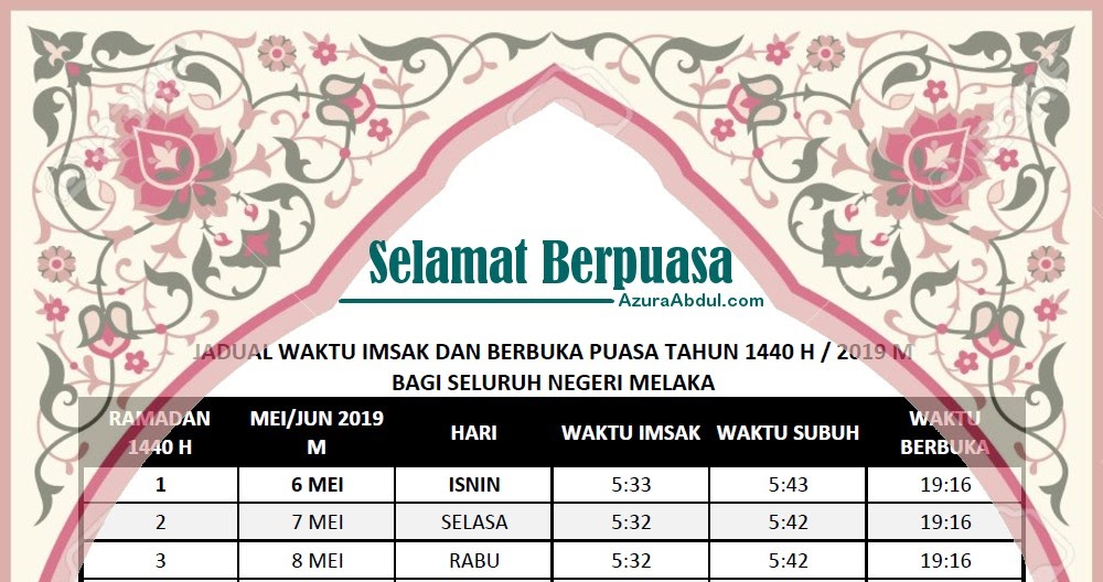 waktu asar negeri melaka