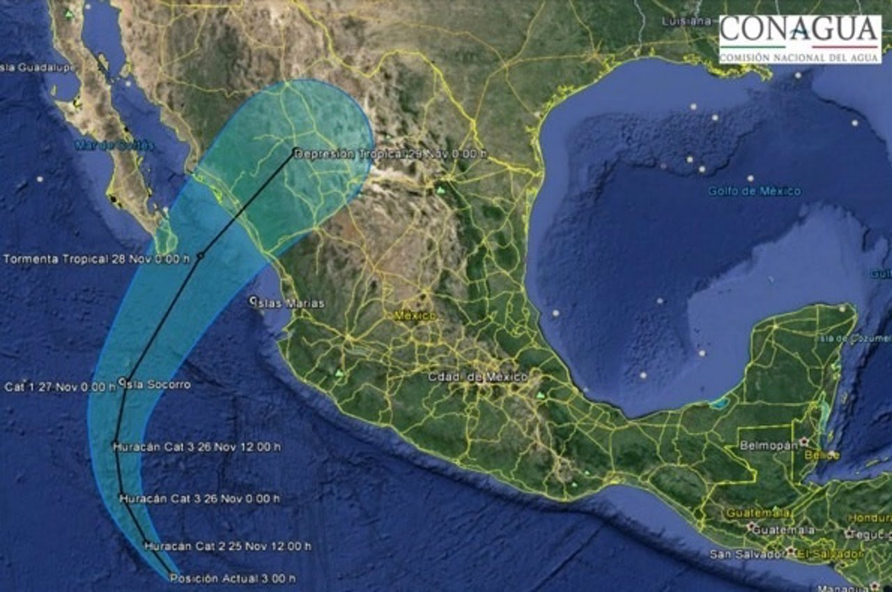 HURACAN "SANDRA" ALCANZA LA CATEGORIA 4 EN EL PACIFICO MEXICANO, 26 de Noviembre 2015