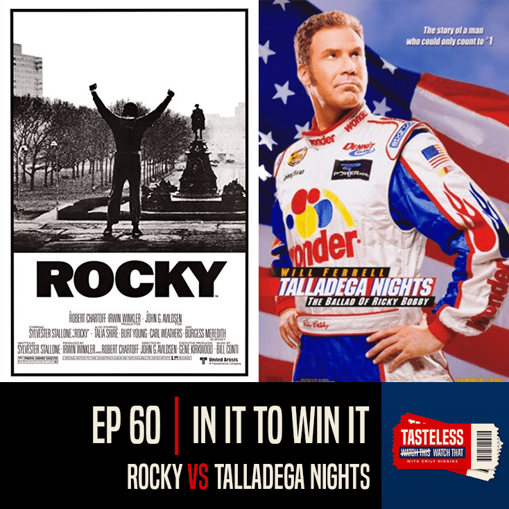 View all videos (1) talladega nights: In It To Win It Rocky Vs Talladega Nights The Ballad Of Ricky Bobby Movie Podcast Tasteless