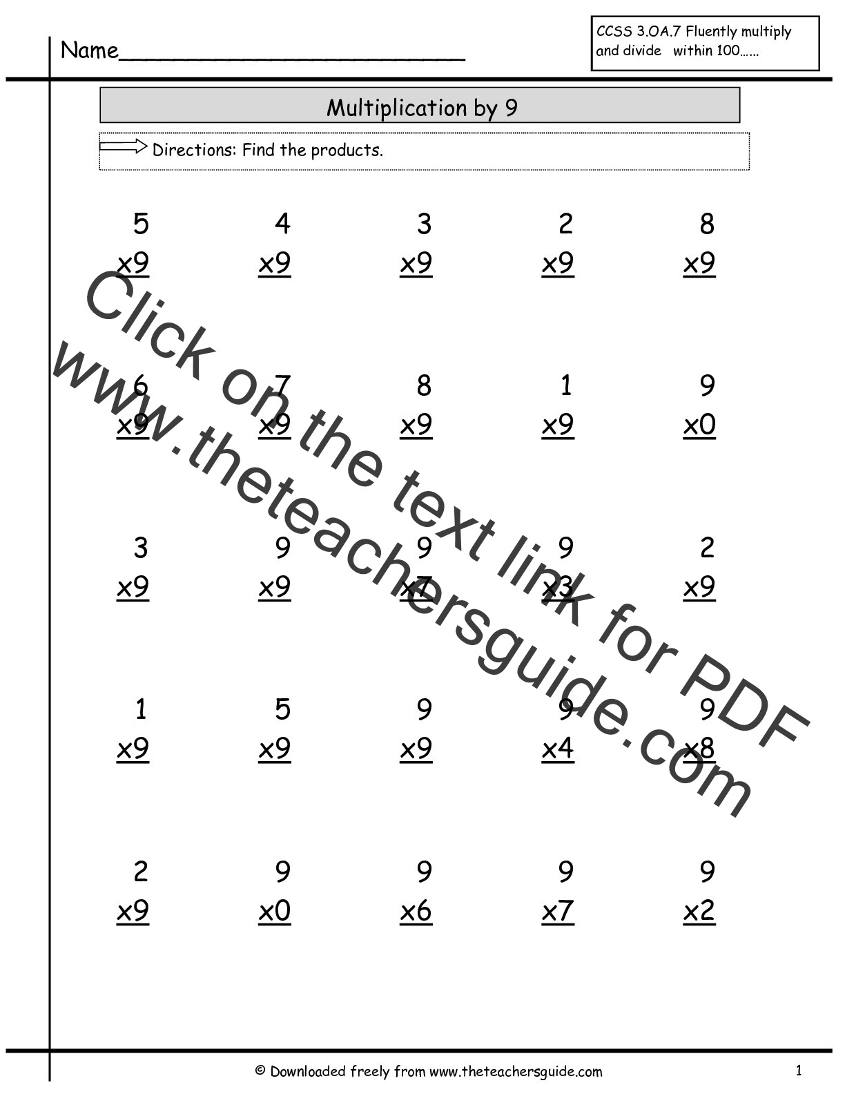 Math worksheets 3rd grade multiplication 2 3 4 5 10 times tables 3. Multiplication By 9 Yerat