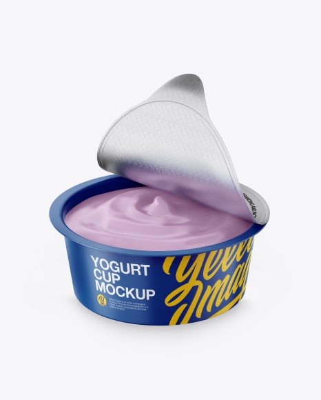 Download Half-Opened Yogurt Cup Mockup - Front View (High-Angle ...