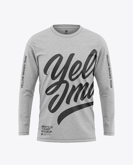 Download Men's Heather Raglan Long Sleeve T-Shirt Mockup - Front View