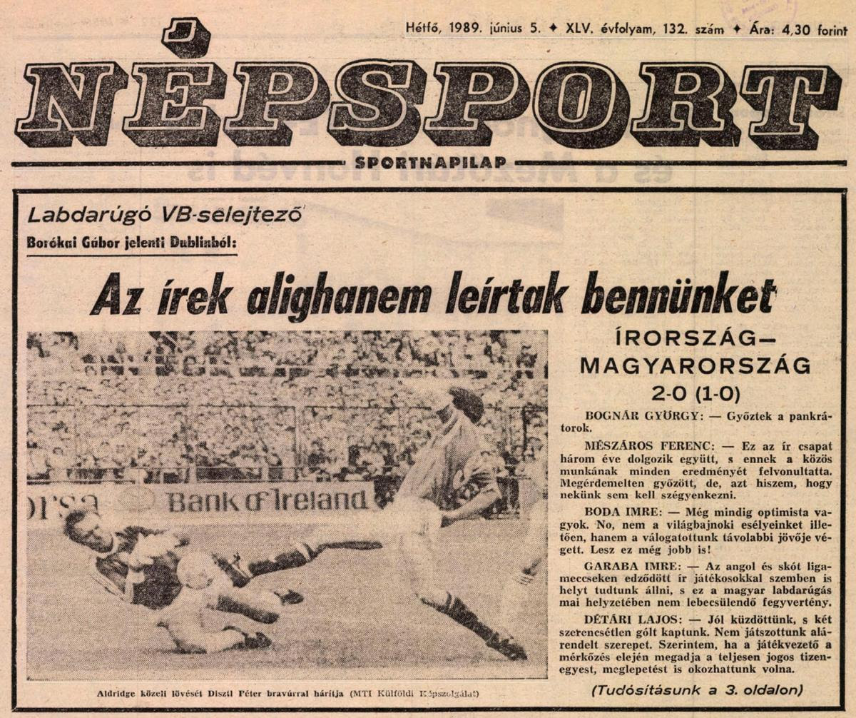 A magyar válogatott várható kezdőcsapata. 1989 Vi 4 Irorszag Magyarorszag 2 0 Tempo Fradi