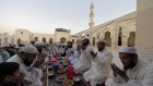 Pakistani Muslims pray before breaking their fast on the start of the holy month of Ramadan at a mosque in Peshawar on May 27, 2017. (AFP/Abdul Majeed)