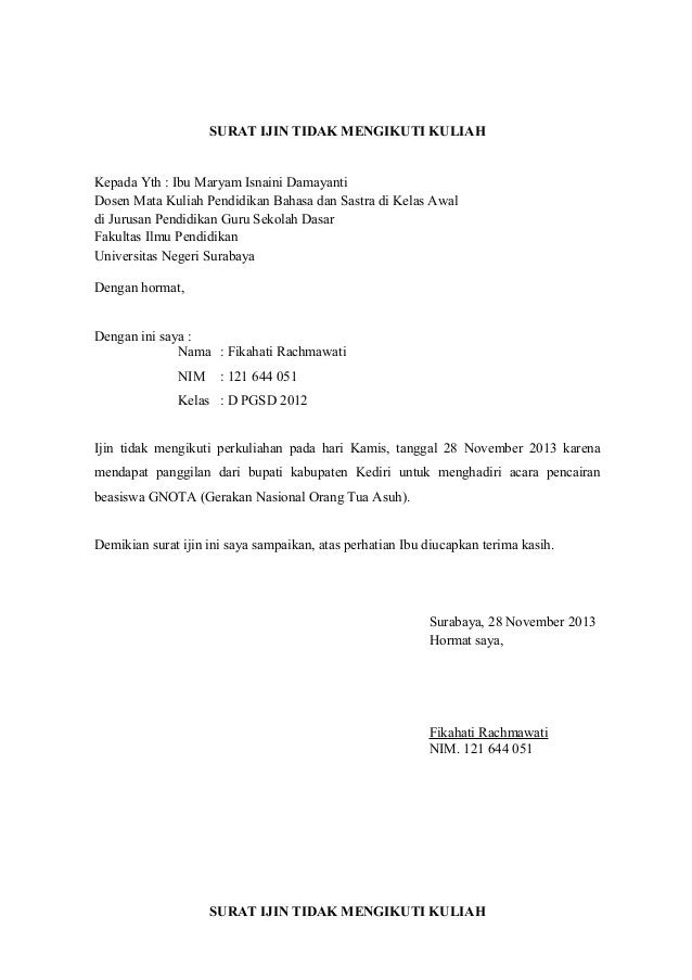 Contoh Surat Sakit Izin Sekolah - Cara Ku Mu