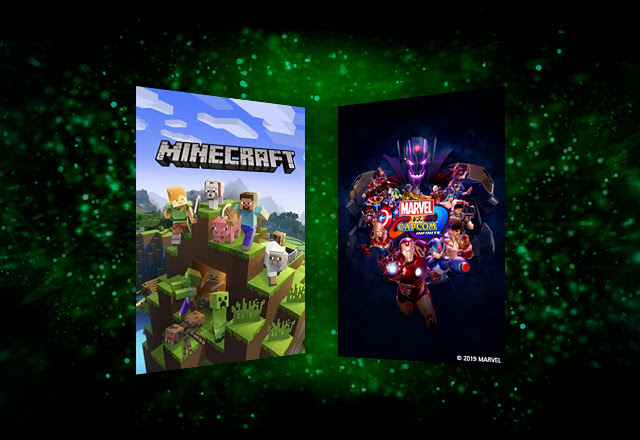 Box art of Minecraft and Marvel vs. Capcom: Infinite.