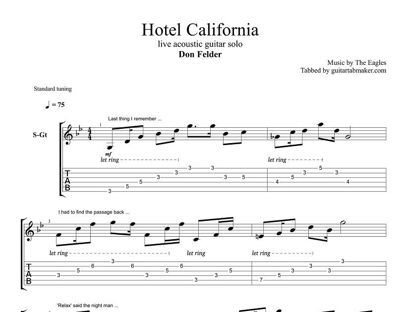 Easy Version Of Hotel California Chords - orkedesign
