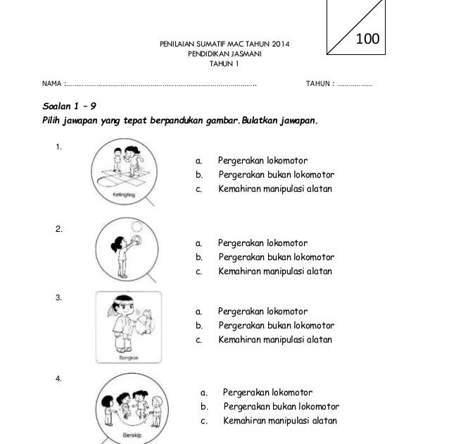 Contoh Soalan Pendidikan Jasmani Tahun 4 Kssr - Kuora w