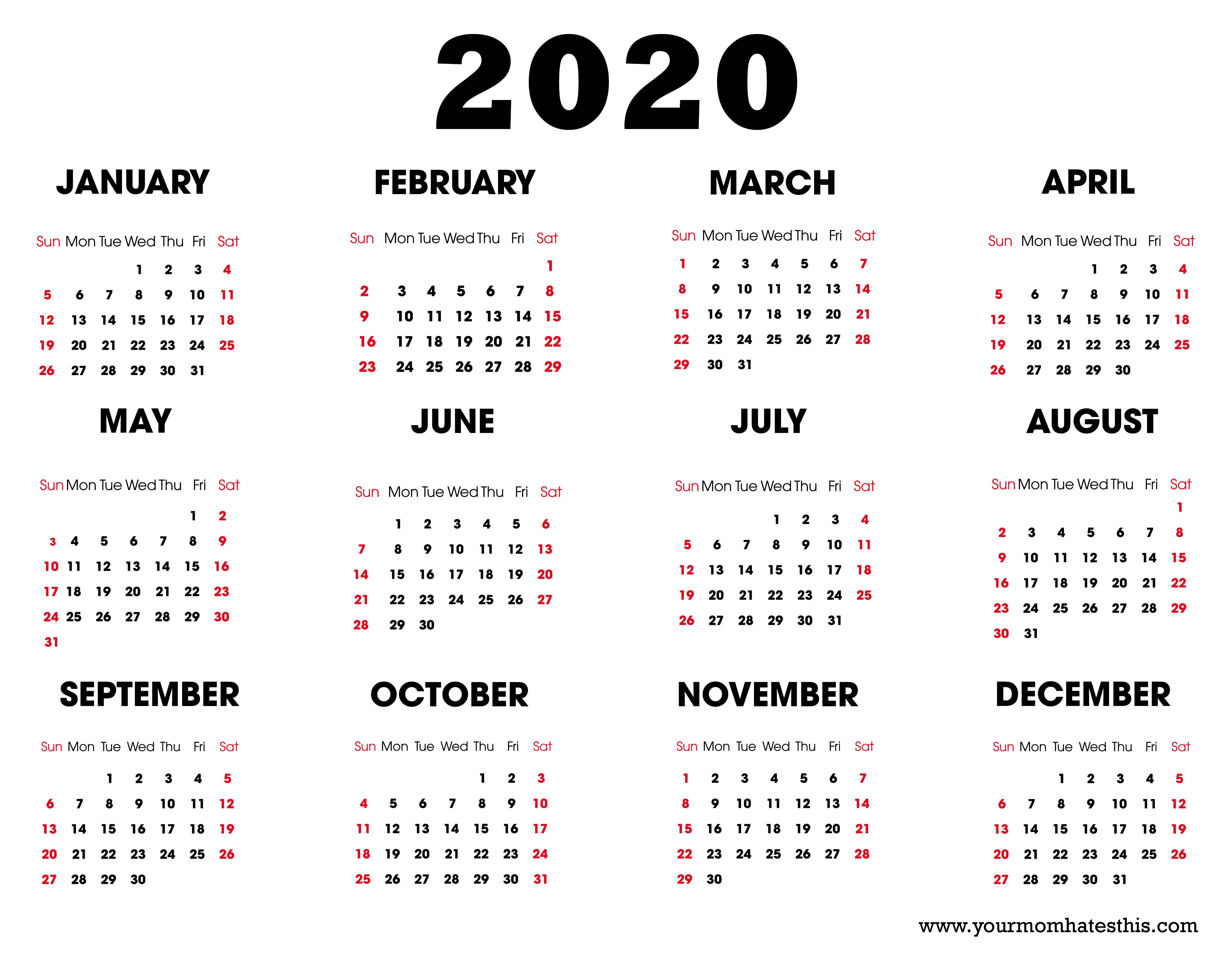 I've been working so hard to get my free 2020 printable calendars designed even earlier this year since so many of you have reached out. 2020 Printable Calendar Download Free Blank Templates