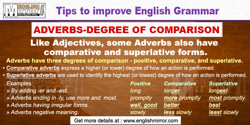 Maybe you would like to learn more about one of these? Adverb Degrees Of Comparison English Mirror