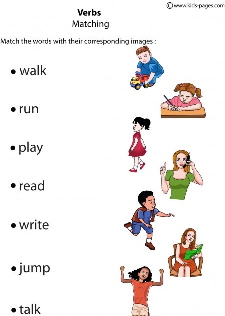 94 worksheets for kids action verbs
