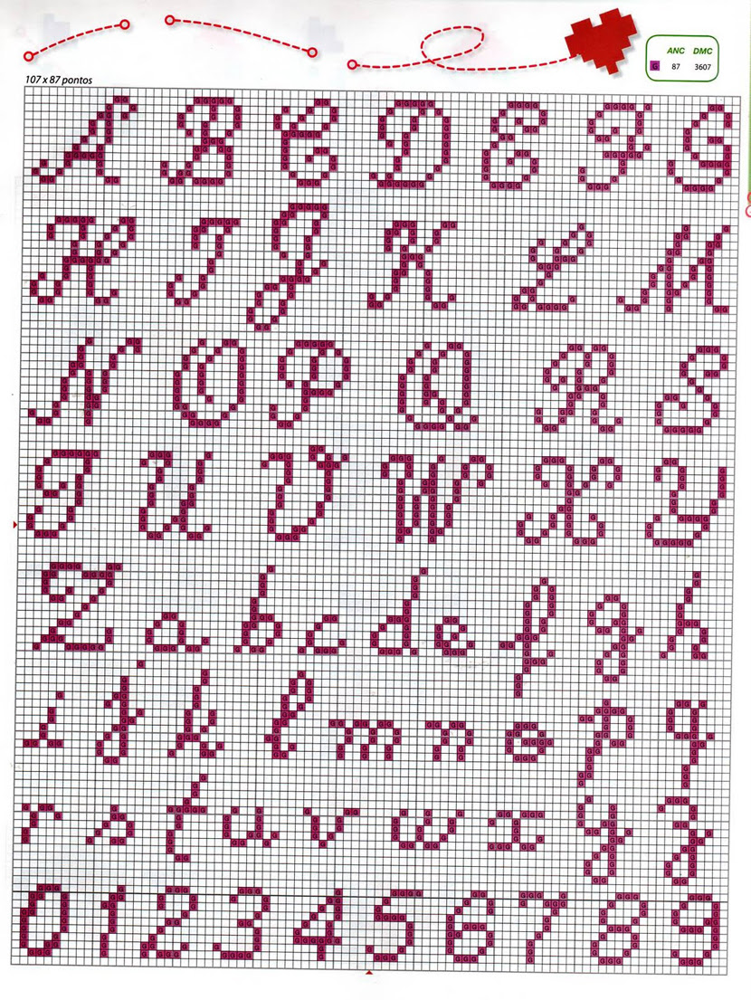 Letras Para Bordar Ponto Cruz Pequenas