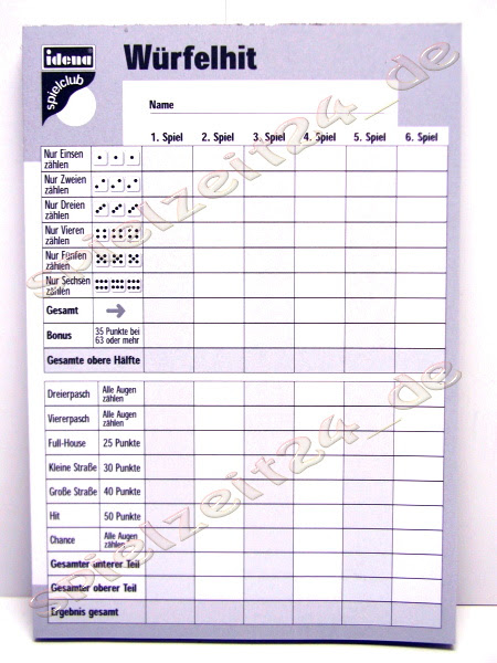 Druckvorlage Kniffelblock Pdf