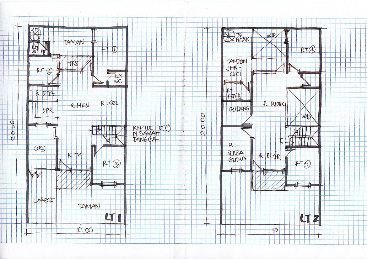 Denah Rumah  2 Lantai 10  X  20 2019 