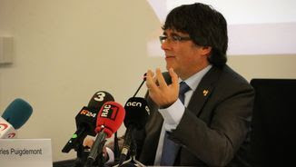 Carles Puigdemont durant la conferència a la ciutat belga de Hasselt, a Flandes (ACN)