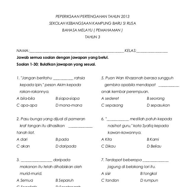 Contoh Soalan Format Baru Bm Pt3 2019 - Kuora 2