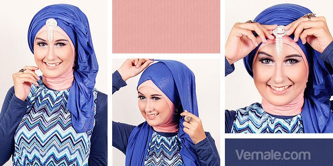 Hijabers Tutorial Sakinah : Tips Jilbab Pesta Gaya Turban Dengan Pashmina Metalik