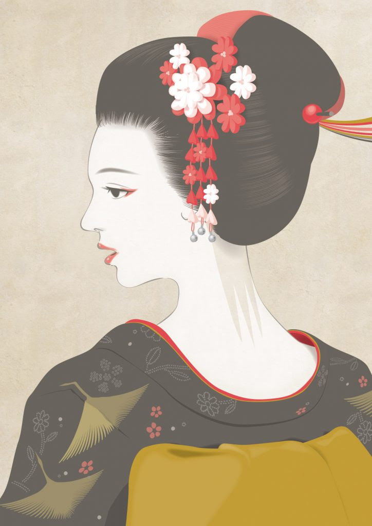 70以上 着物 横顔 イラスト 女性 横顔 イラスト 着物