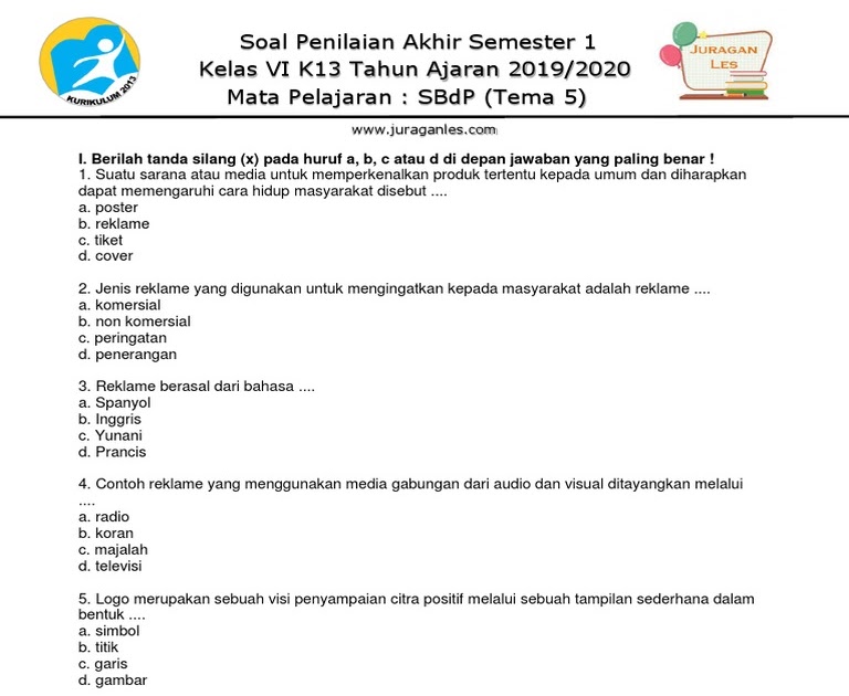 Soal Bahasa Indonesia Kelas 6 Materi Poster - Soal Matpel