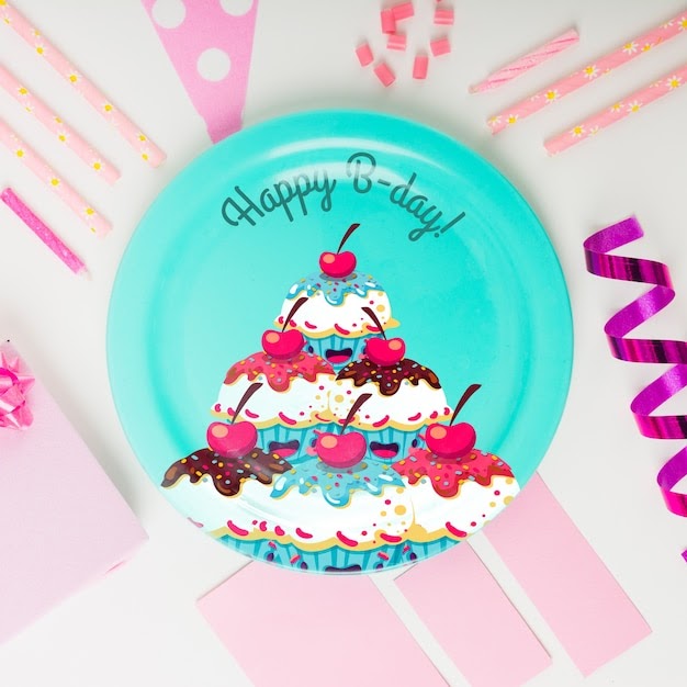 Download Birthday plate mockup PSD Template