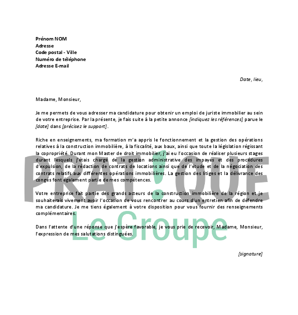 Cover Letter Example: Exemple De Lettre De Motivation Pour 