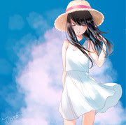 ロイヤリティフリーひまわり 麦わら 帽子 女の子 イラスト アニメ画像