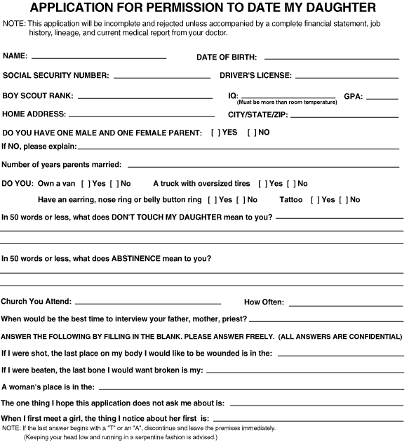 Printable Applications To Date My Daughter …