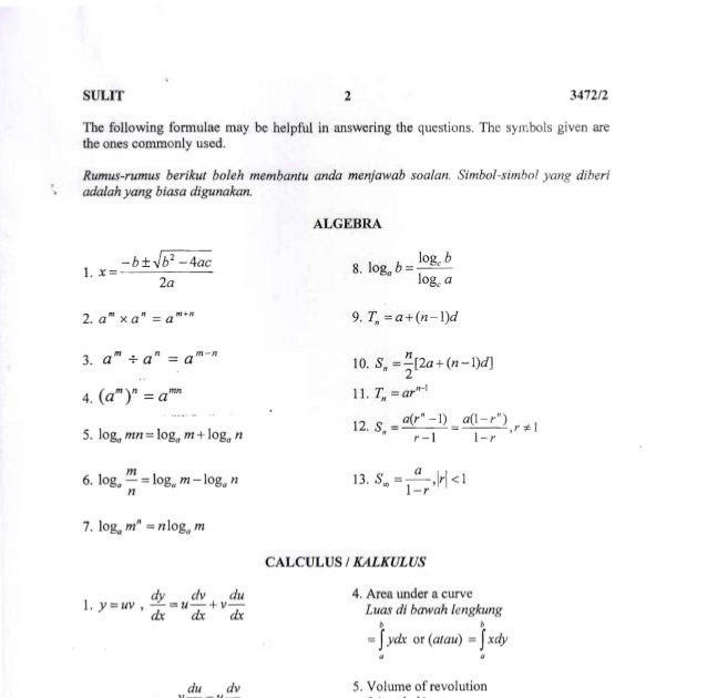 Soalan Add Math Tingkatan 4 Dan Skema Jawapan - Terengganu n