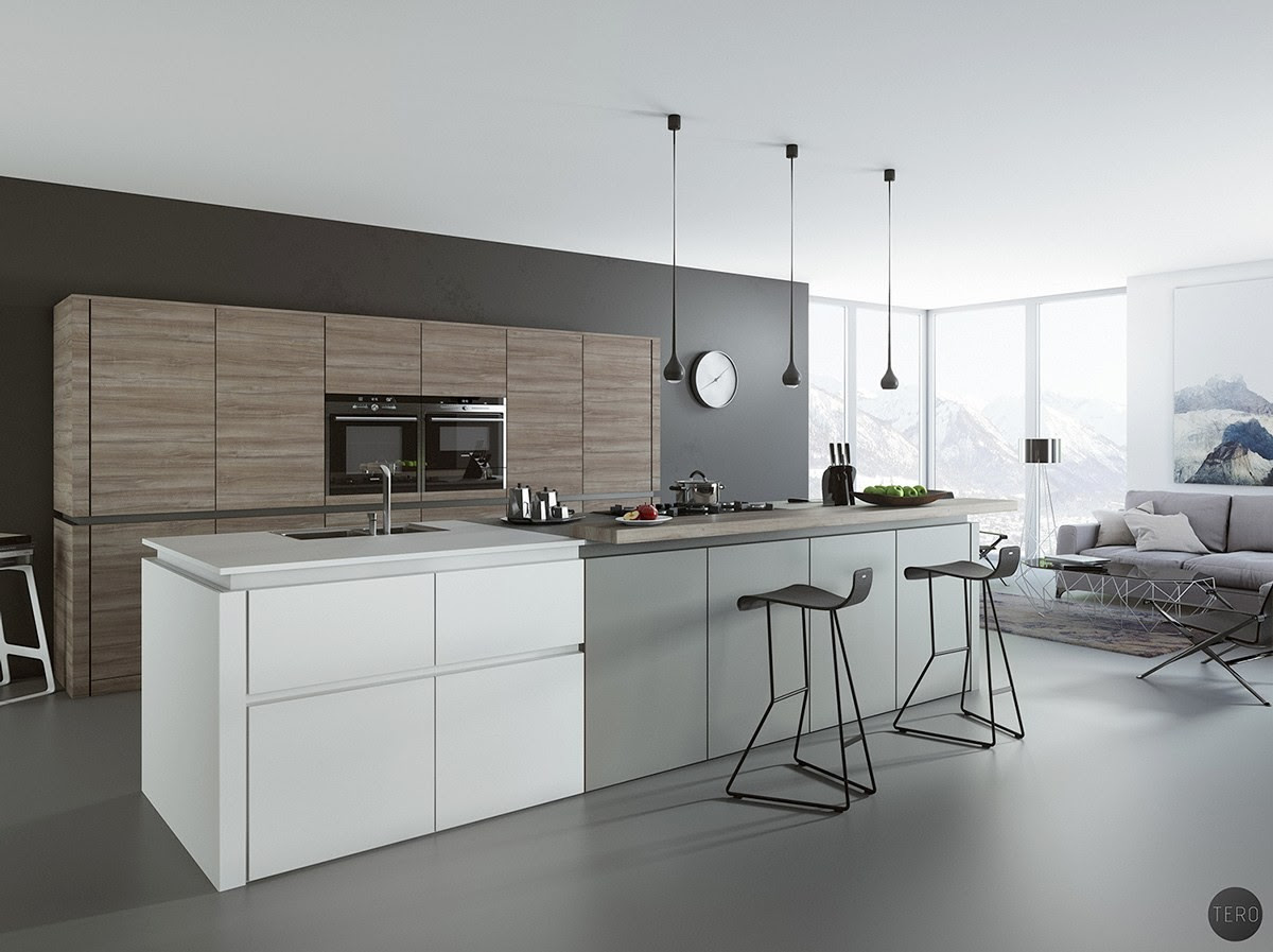 Solid oak kitchen wood worktops 2m 3m 4m & breakfast bars, solid wooden worktop. Black White Wood Kitchens Ideas Inspiration